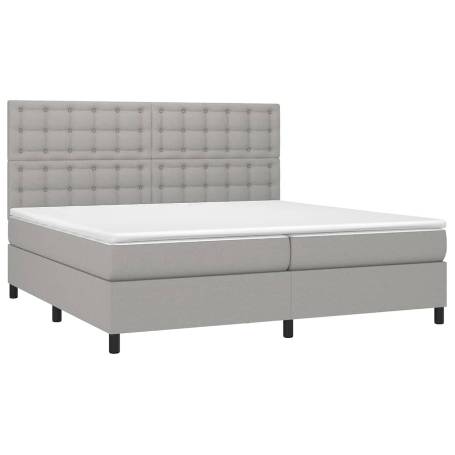 Boxspring Met Matras Stof Lichtgrijs 200 x 200 cm Knopen