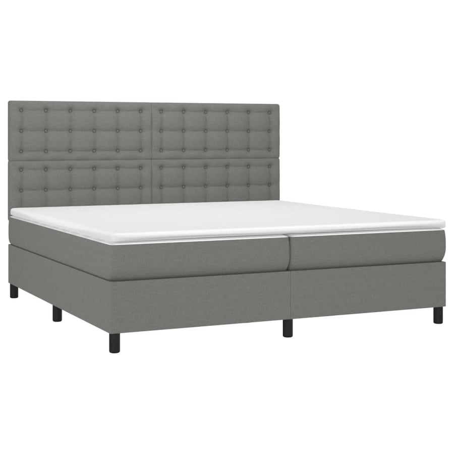 Boxspring Met Matras Stof Donkergrijs 200 x 200 cm Knopen