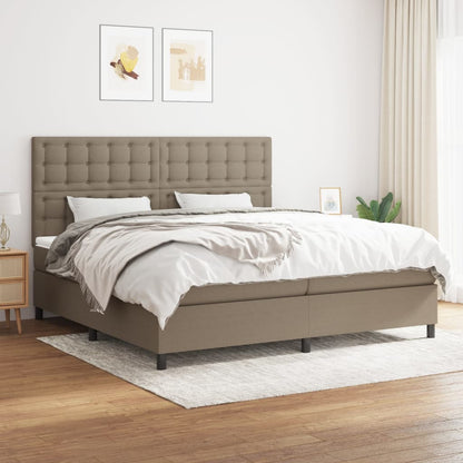 Boxspring Met Matras Stof Taupe 200X200 Cm Taupe 200 x 200 cm Knopen