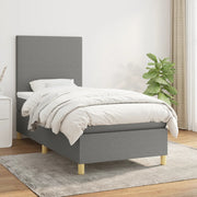 Box spring with dark grey fabric mattress 80x200 cm