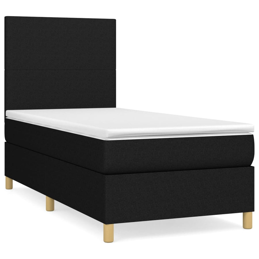 Boxspring Met Matras Stof Zwart 80 x 200 cm Effen ontwerp
