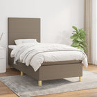Box spring with fabric mattress taupe 80x200 cm