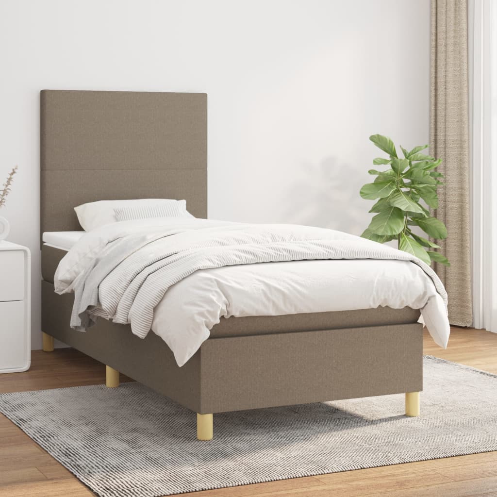 Boxspring Met Matras Stof Taupe 80 x 200 cm Effen ontwerp