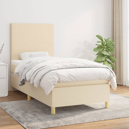 Boxspring met matras stof crèmekleurig 80x200 cm 80 x 200 cm Crème