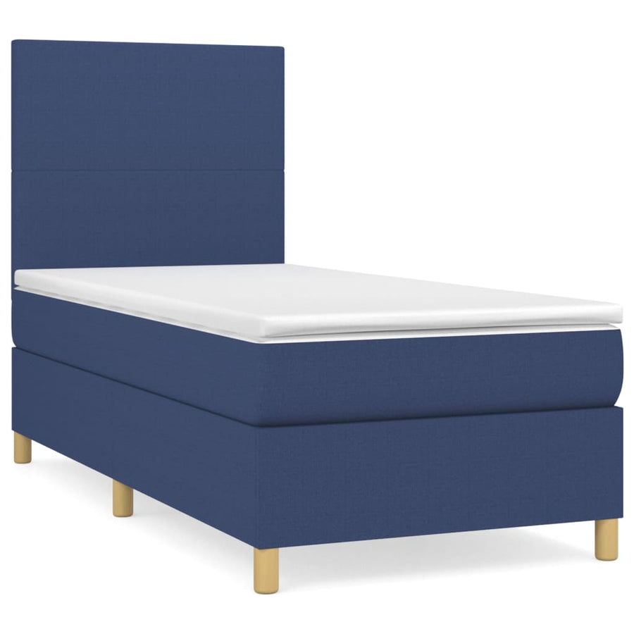Boxspring Met Matras Stof Blauw 80X200 Cm Blauw 80 x 200 cm Effen ontwerp