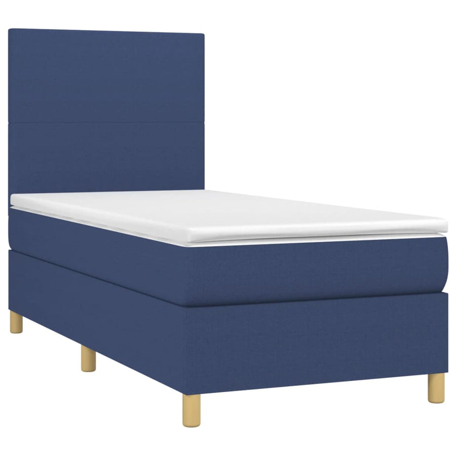 Boxspring Met Matras Stof Blauw 80X200 Cm Blauw 80 x 200 cm Effen ontwerp