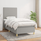 Boxspring Met Matras Stof Lichtgrijs 90 x 190 cm Effen ontwerp