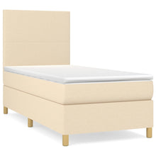 Boxspring met matras stof crèmekleurig 90x190 cm 90 x 190 cm Crème