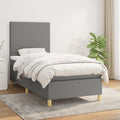 Boxspring met matras stof donkergrijs 90x200 cm