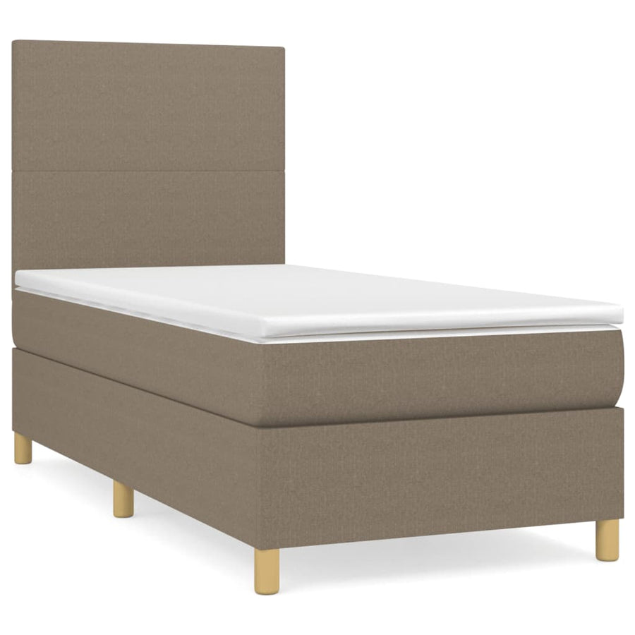 Boxspring met matras stof taupe 100x200 cm 100 x 200 cm Taupe
