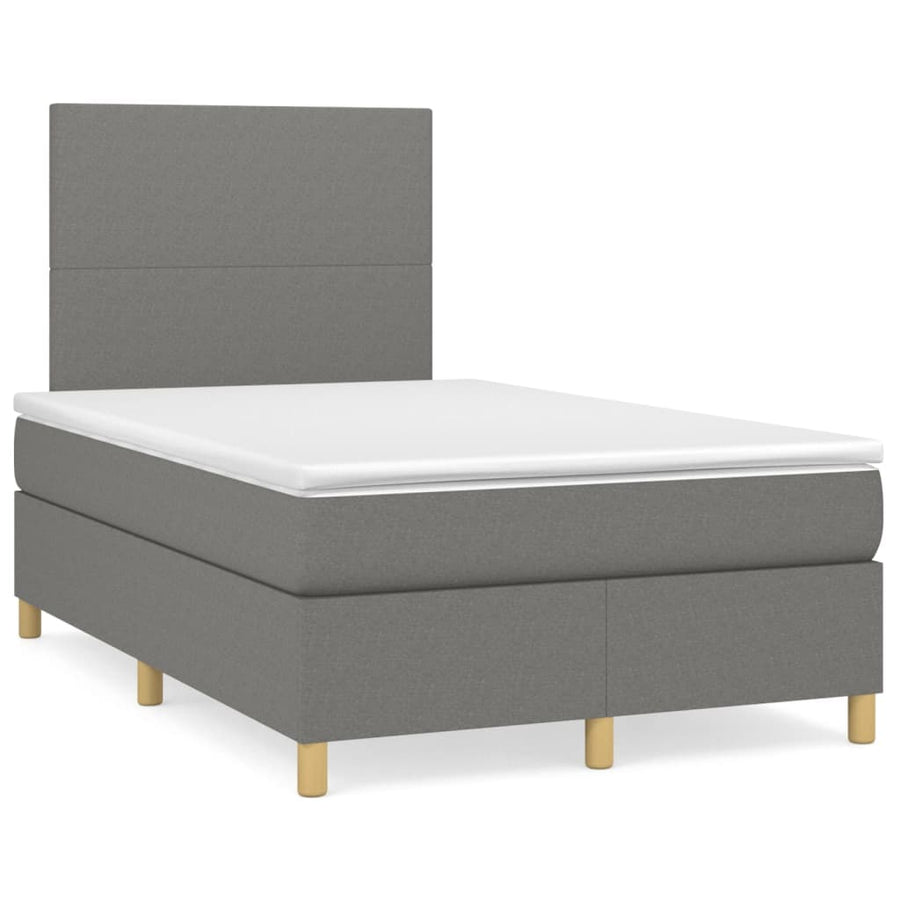 Boxspring Met Matras Stof Donkergrijs 120 x 200 cm Effen ontwerp