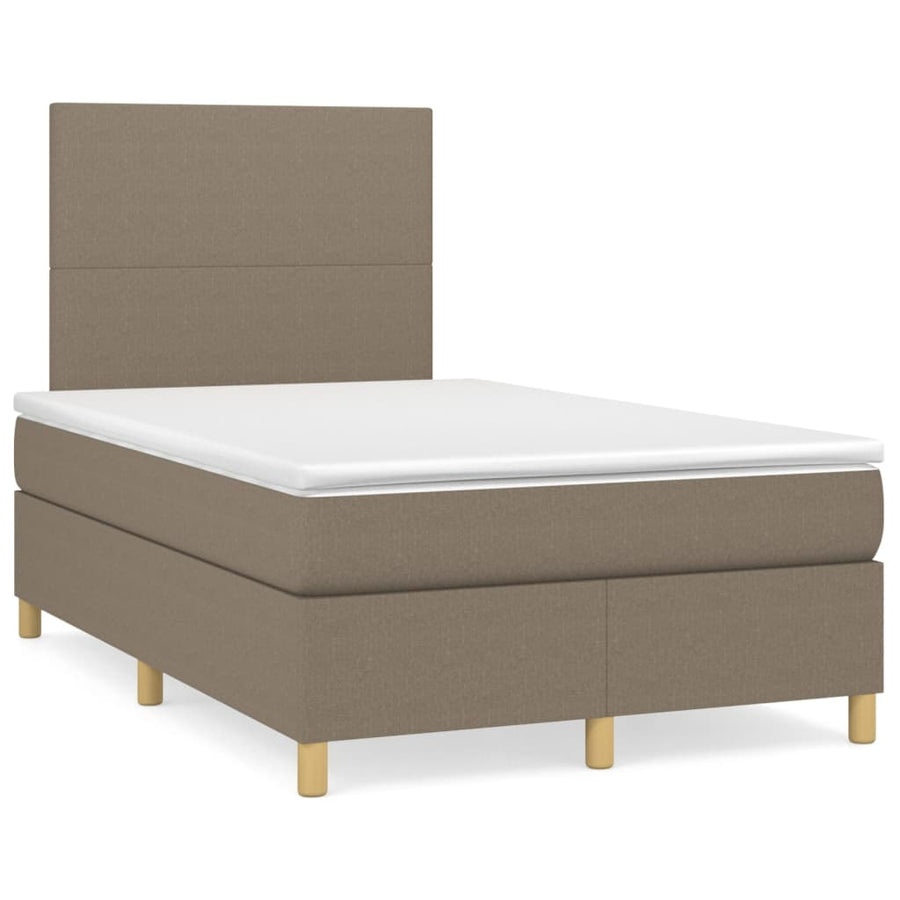 Boxspring met matras stof taupe 120x200 cm 120 x 200 cm Effen ontwerp