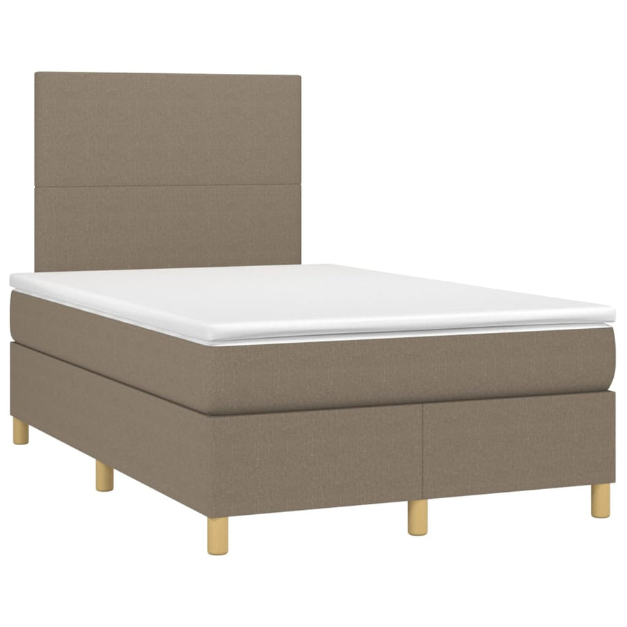 Boxspring met matras stof taupe 120x200 cm 120 x 200 cm Effen ontwerp
