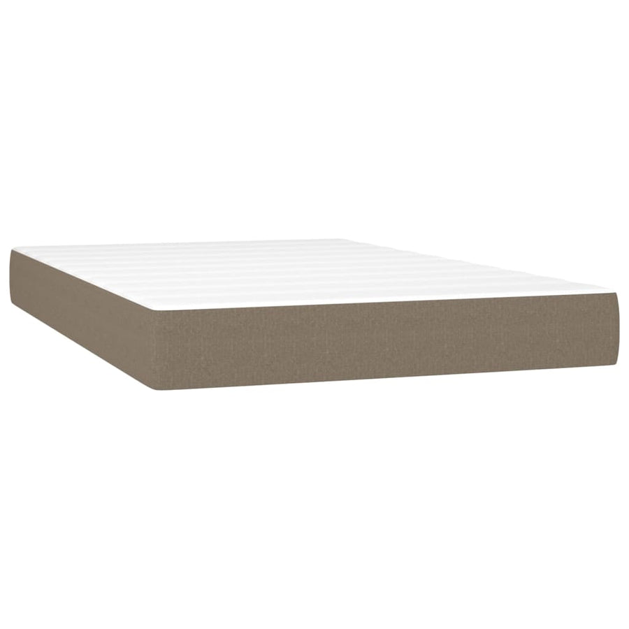 Boxspring met matras stof taupe 120x200 cm 120 x 200 cm Effen ontwerp