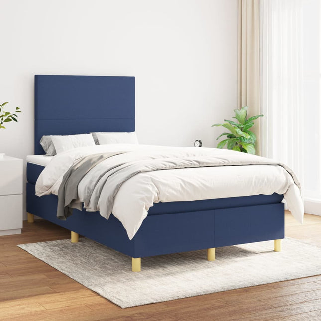 Boxspring Met Matras Stof Blauw 120 x 200 cm Effen ontwerp