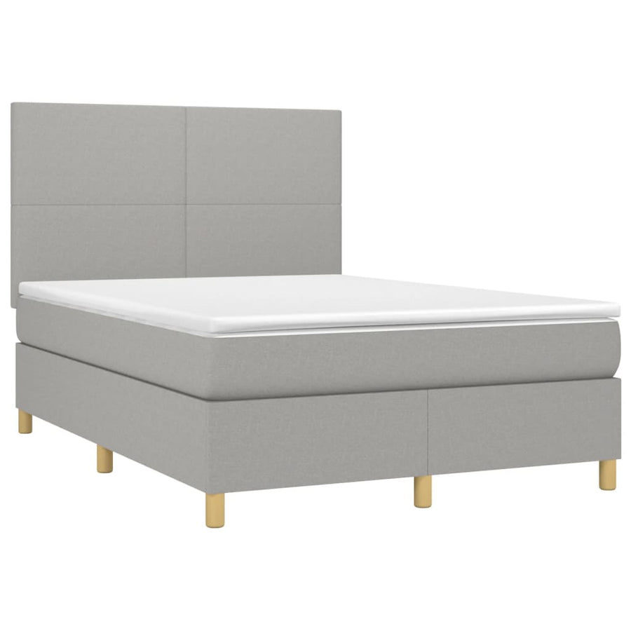 Boxspring Met Matras Stof Lichtgrijs 140 x 190 cm Effen ontwerp