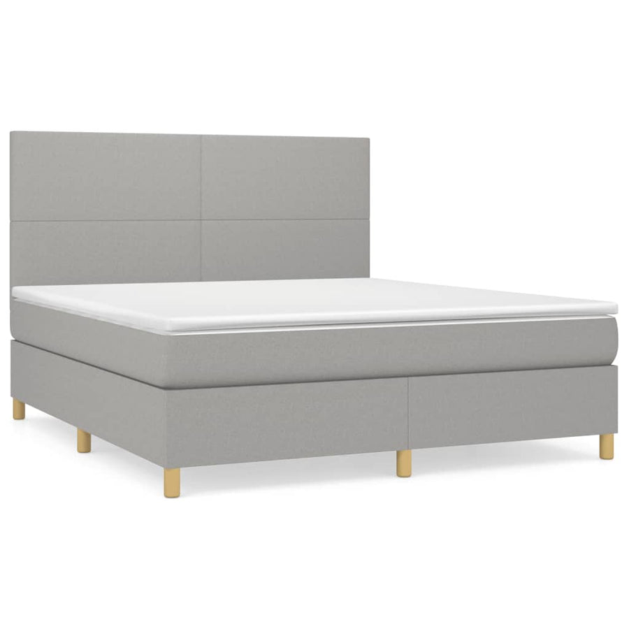 Boxspring Met Matras Stof Lichtgrijs 160 x 200 cm Effen ontwerp