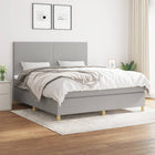 Boxspring Met Matras Stof Lichtgrijs 160 x 200 cm Effen ontwerp