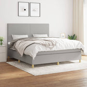 Boxspring met matras 160x200 cm lichtgrijs stof