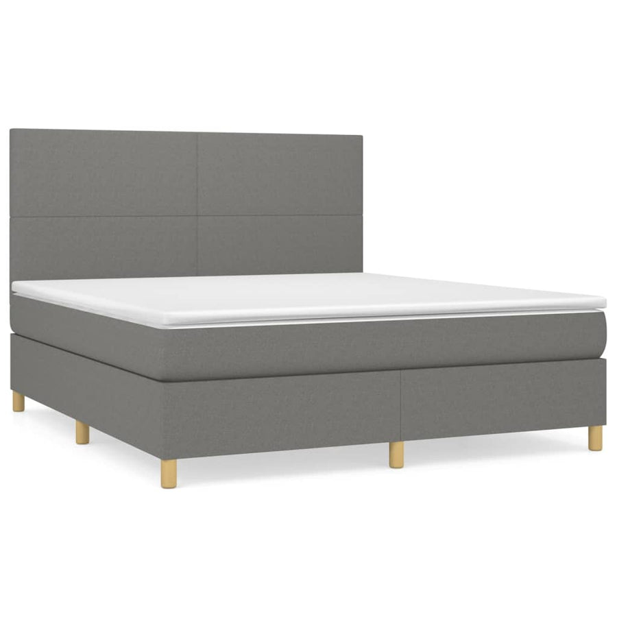 Boxspring Met Matras Stof Donkergrijs 160 x 200 cm Effen ontwerp