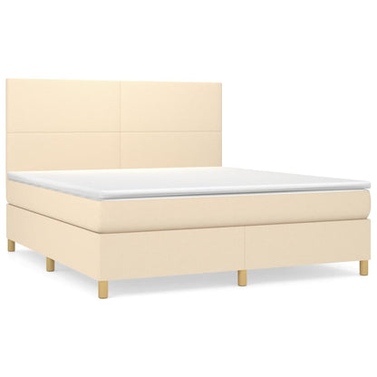 Boxspring Met Matras Stof Kleurig Crème 160 x 200 cm Effen ontwerp