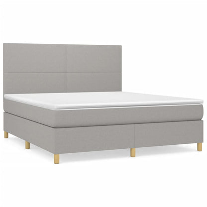 Boxspring Met Matras Stof Lichtgrijs 180 x 200 cm Effen ontwerp