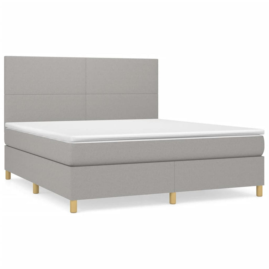 Boxspring Met Matras Stof Lichtgrijs 180 x 200 cm Effen ontwerp