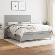 Box spring with light grey fabric mattress 180x200 cm