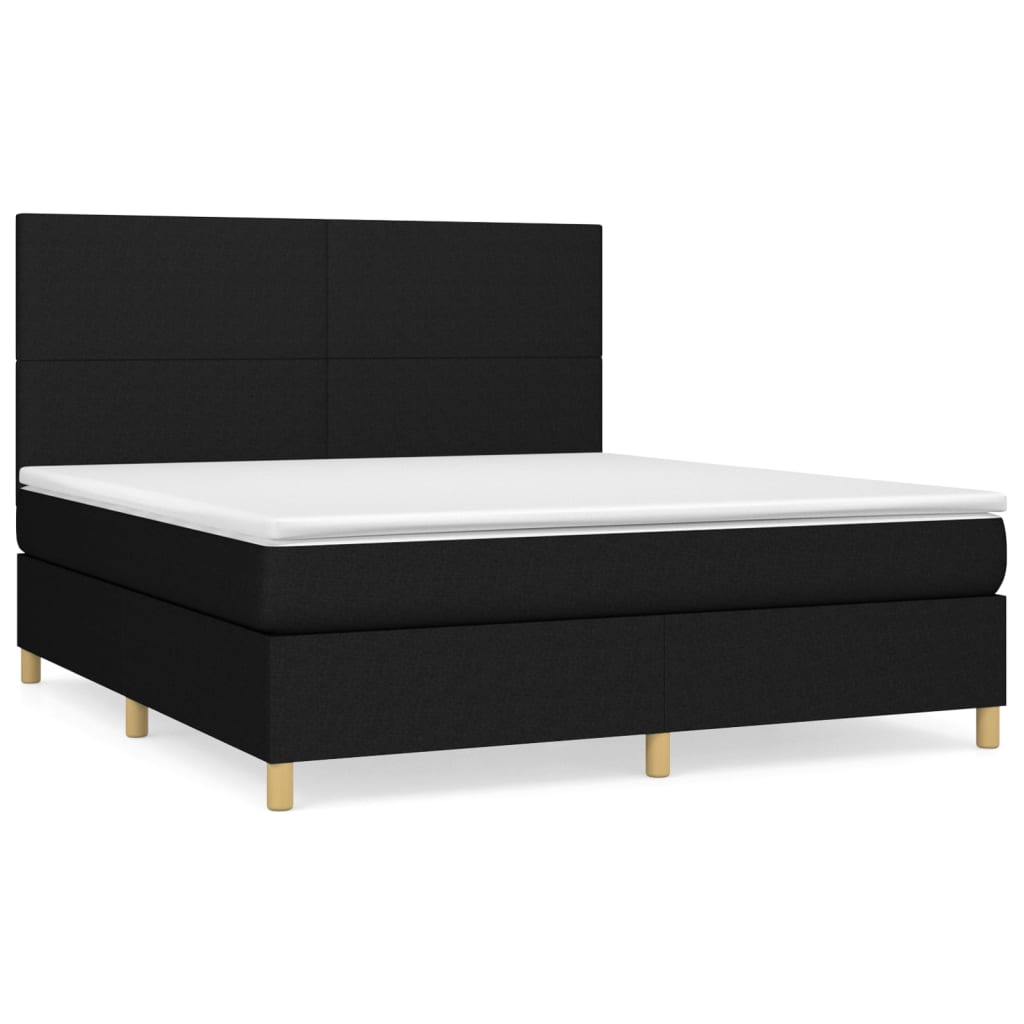 Boxspring Met Matras Stof Zwart 180 x 200 cm Effen ontwerp