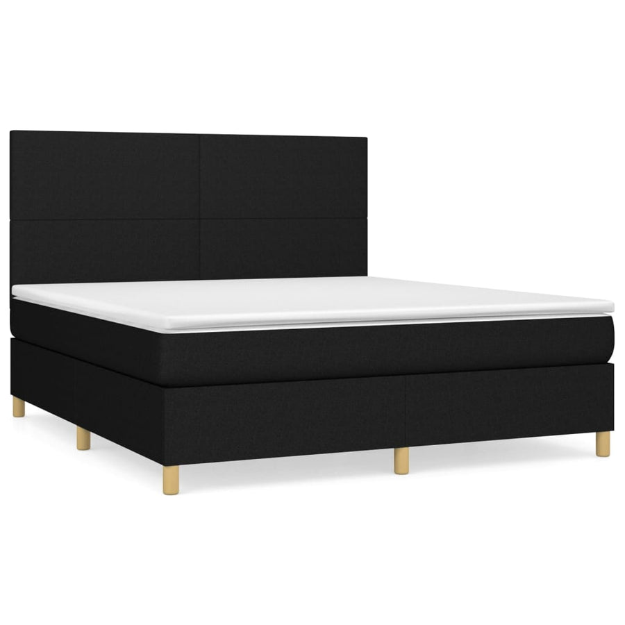 Boxspring Met Matras Stof Zwart 180 x 200 cm Effen ontwerp