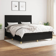 Box spring with mattress, black fabric, 180x200 cm