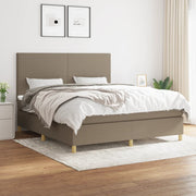 Box spring with fabric mattress taupe 180x200 cm