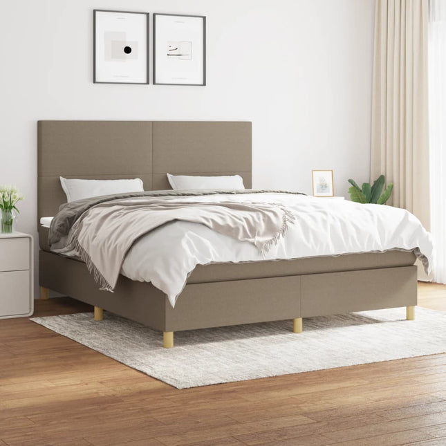 Boxspring Met Matras Stof Taupe 180 x 200 cm Effen ontwerp