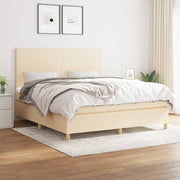 Fabric cream-colored box spring with mattress 180x200 cm