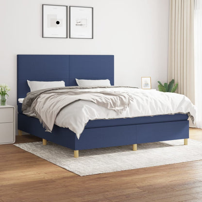 Boxspring Met Matras Stof Blauw 180 x 200 cm Effen ontwerp