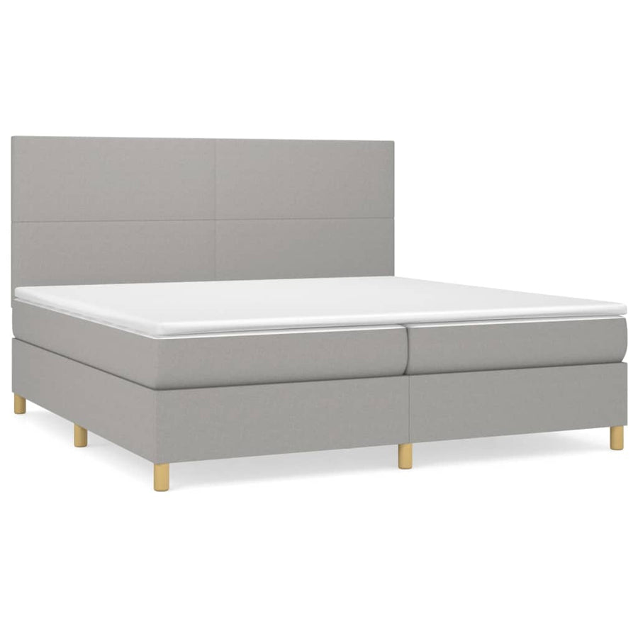 Boxspring Met Matras Stof Lichtgrijs 200 x 200 cm Effen ontwerp