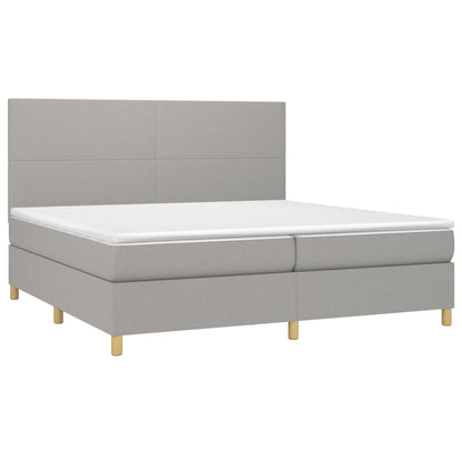 Boxspring Met Matras Stof Lichtgrijs 200 x 200 cm Effen ontwerp