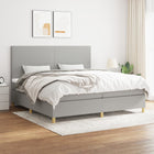 Boxspring Met Matras Stof Lichtgrijs 200 x 200 cm Effen ontwerp