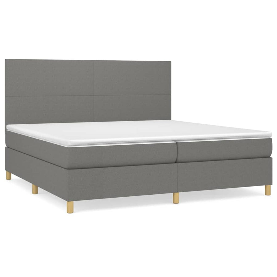 Boxspring Met Matras Stof Donkergrijs 200 x 200 cm Effen ontwerp