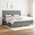 Boxspring Met Matras Stof Donkergrijs 200 x 200 cm Effen ontwerp