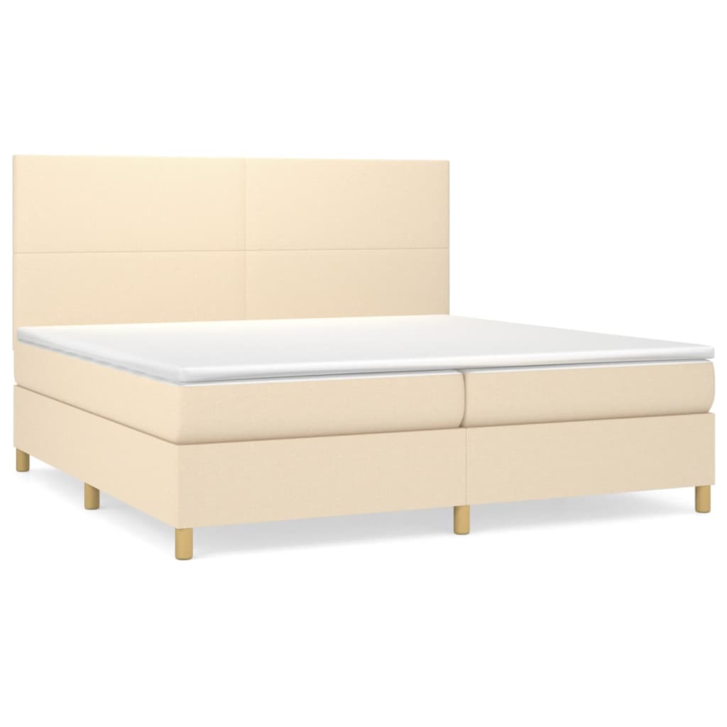 Boxspring met matras stof crèmekleurig 200x200 cm 200 x 200 cm Crème