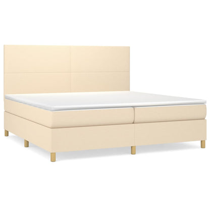 Boxspring met matras stof crèmekleurig 200x200 cm 200 x 200 cm Crème