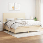 Boxspring met matras stof crèmekleurig 200x200 cm 200 x 200 cm Crème