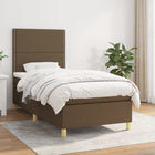 Boxspring met matras stof donkerbruin 80x200 cm 80 x 200 cm Donkerbruin