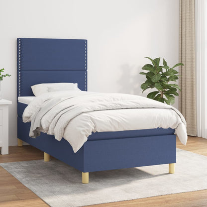 Boxspring met matras stof blauw 80x200 cm