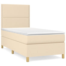 Boxspring met matras stof crèmekleurig 90x190 cm 90 x 190 cm Effen met spijkers