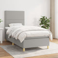 Boxspring met matras stof lichtgrijs 90x200 cm