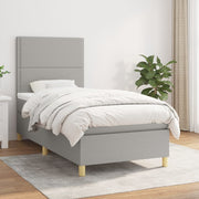 Boxspring 90x200 cm stof lichtgrijs