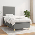 Boxspring met matras stof donkergrijs 90x200 cm