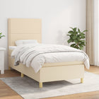 Boxspring met matras stof crèmekleurig 90x200 cm 90 x 200 cm Crème